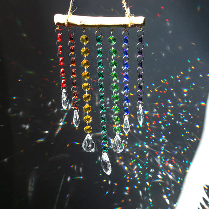 Dreamy Crystal Wind Chime with Irregular Wooden Sticks