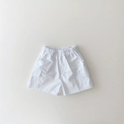 Boys Casual Plain Shorts with Pocket and Elastic Waist
