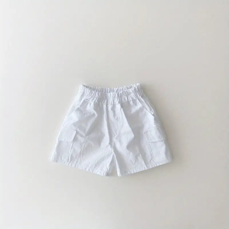Boys Casual Plain Shorts with Pocket and Elastic Waist