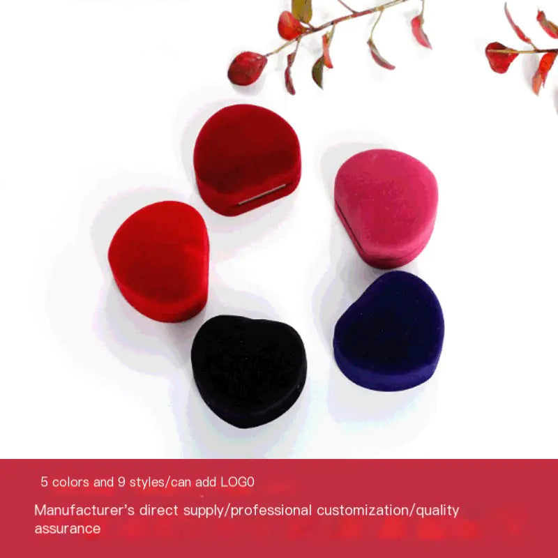 Factory Direct Supply Plush Heart Ring Box for Jewelry