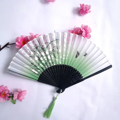 Traditional Chinese Women's Folding Bamboo Silk Fan