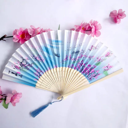 Traditional Chinese Women's Folding Bamboo Silk Fan