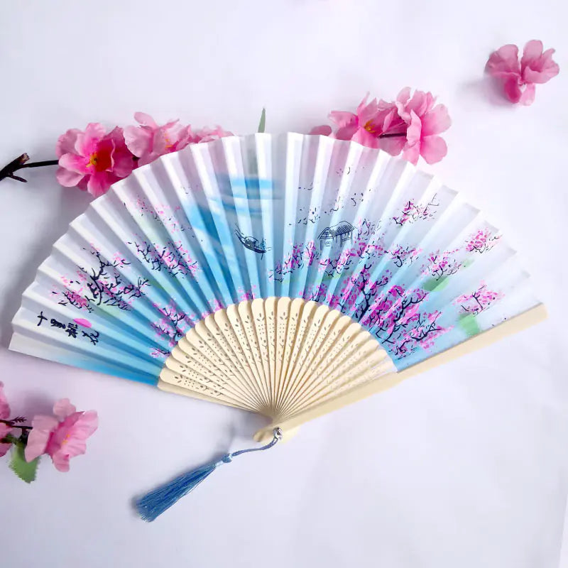 Traditional Chinese Women's Folding Bamboo Silk Fan
