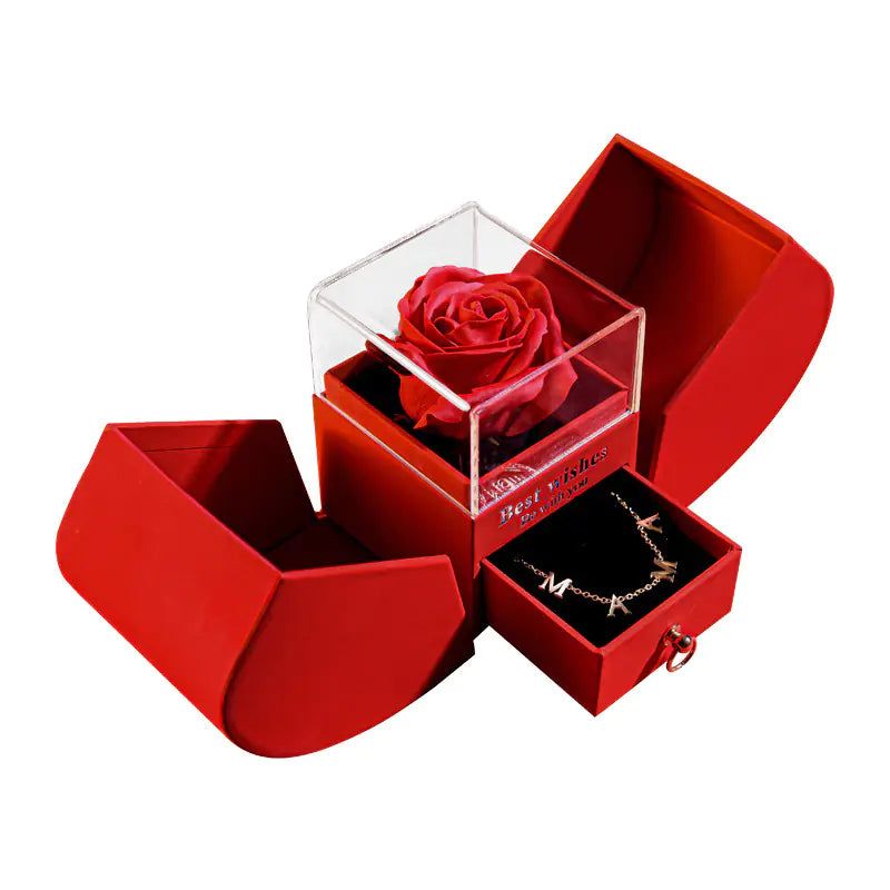 Amazon Preserved Flower Jewelry Box with Necklace