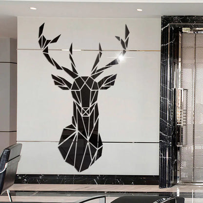 3D Acrylic Deer Head Wall Mirror Sticker for Home