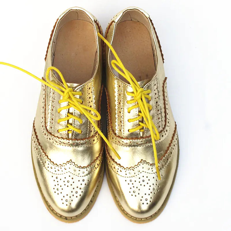 Women's British Style Pointed Toe Flat Leather Shoes