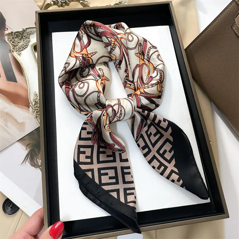 Luxury Floral Letter Scarf 70cm Silk for Professionals