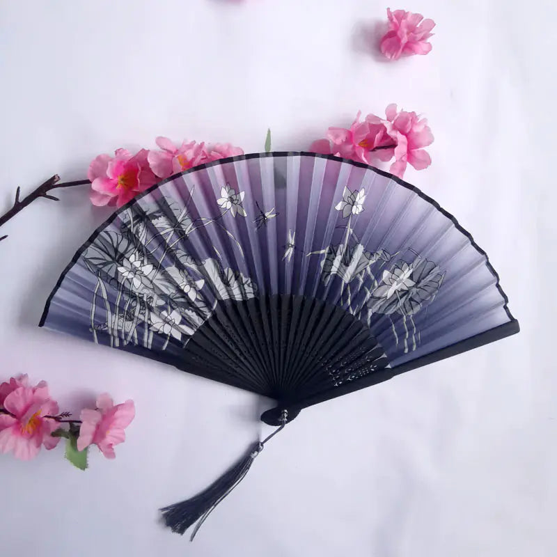 Traditional Chinese Women's Folding Bamboo Silk Fan