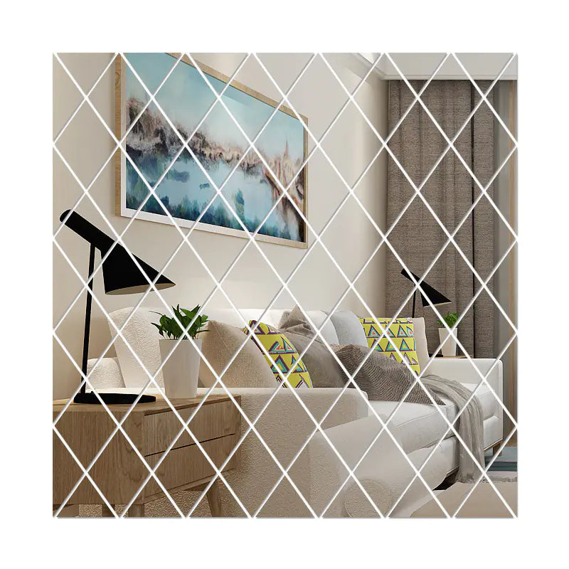 Diamond Pattern Acrylic Wall Mirror Decorative Set