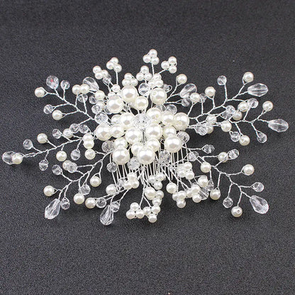 Bridal Hair Comb with Handmade Pearls and Rhinestones
