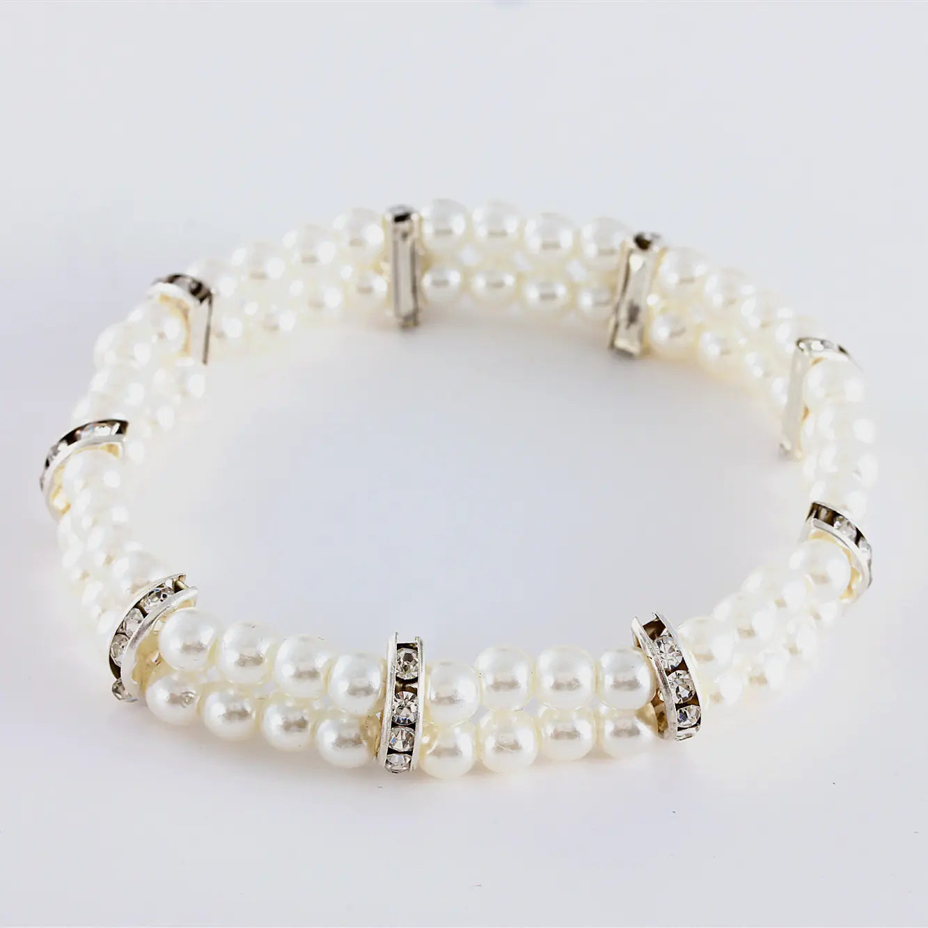 Two Row Pearl Necklace for Pets with Elastic Design