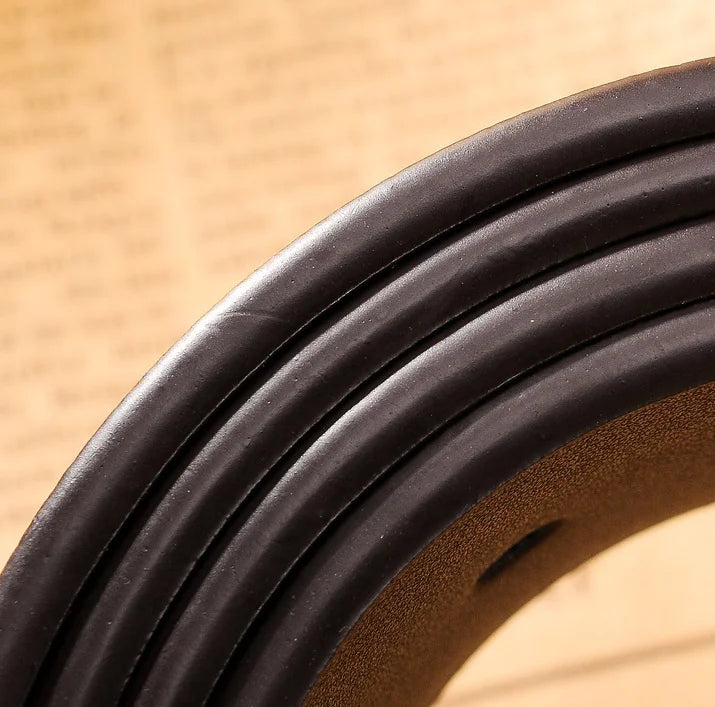 Black Leather Belt with Brown Buckle for Men