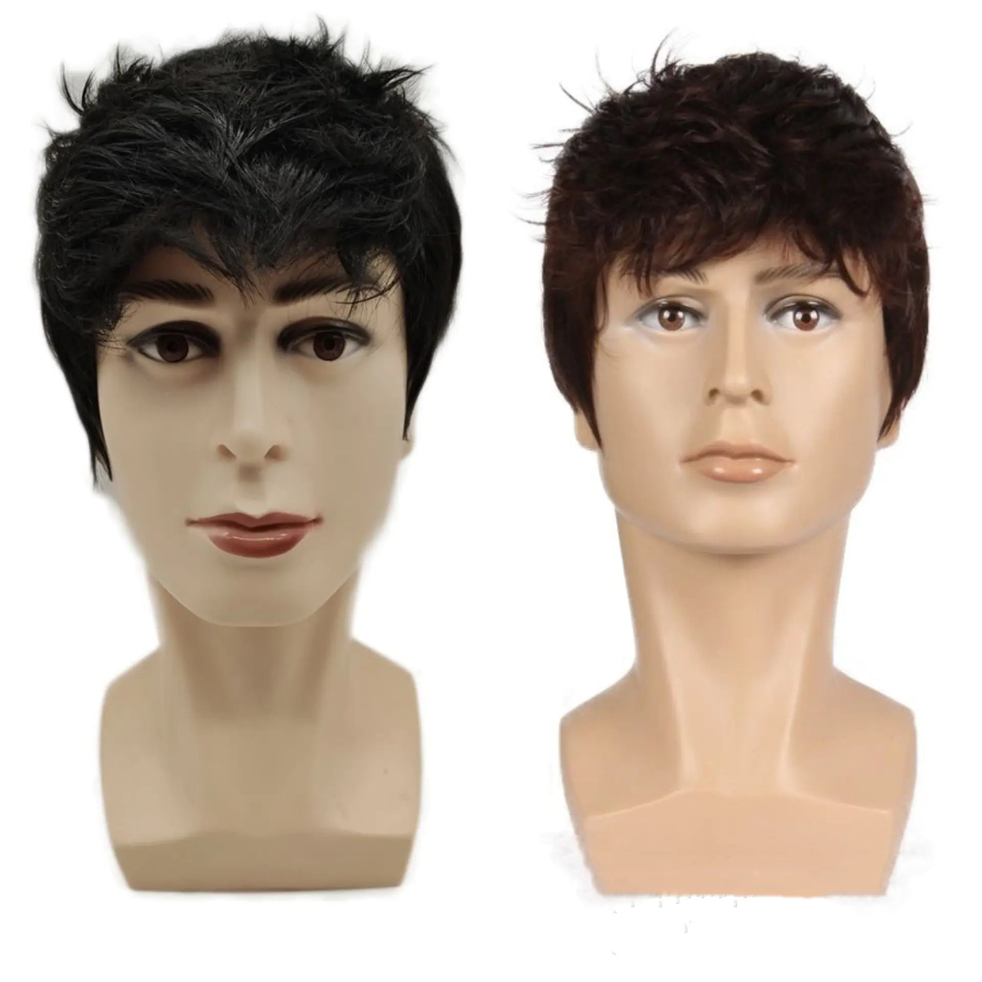 Men's Short Hair Wig with Headgear