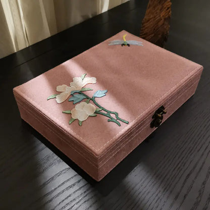 Vintage Chinese Style Jewelry Box with Lock and Velvet