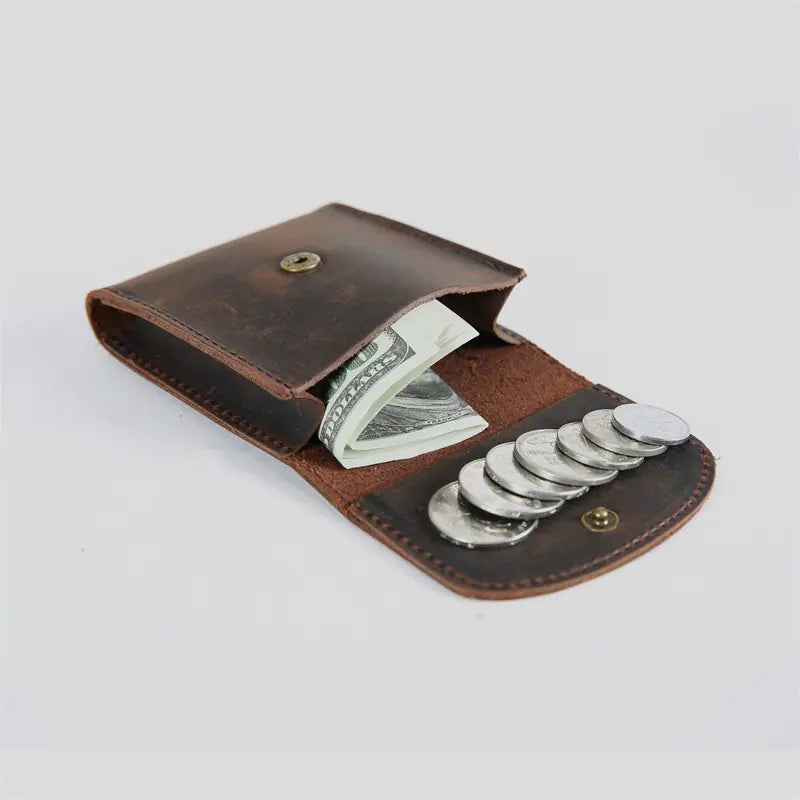 Retro Cowhide Mini Coin Wallet