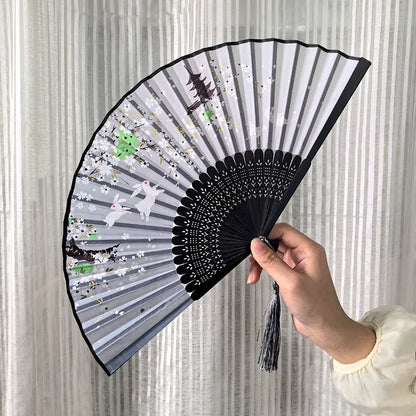 Traditional Chinese Women's Folding Bamboo Silk Fan