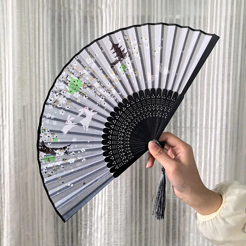 Traditional Chinese Women's Folding Bamboo Silk Fan