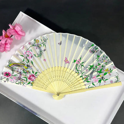 Traditional Chinese Women's Folding Bamboo Silk Fan