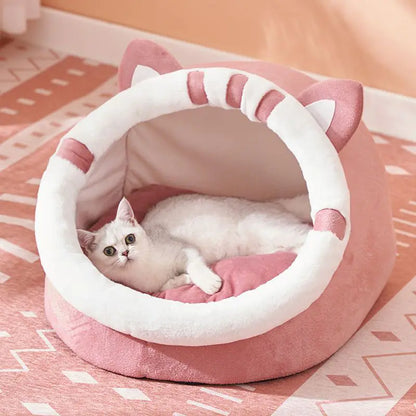 Winter-Ready Semi-Enclosed Cat Bed for All Seasons