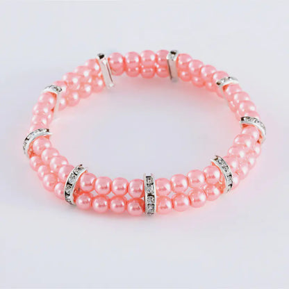 Two Row Pearl Necklace for Pets with Elastic Design