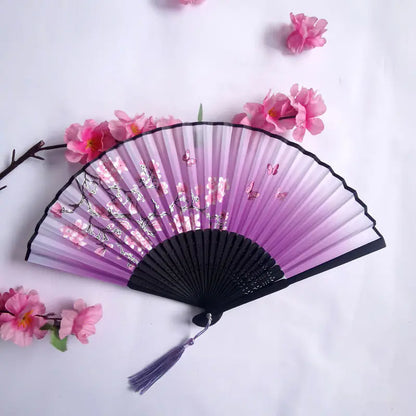 Traditional Chinese Women's Folding Bamboo Silk Fan