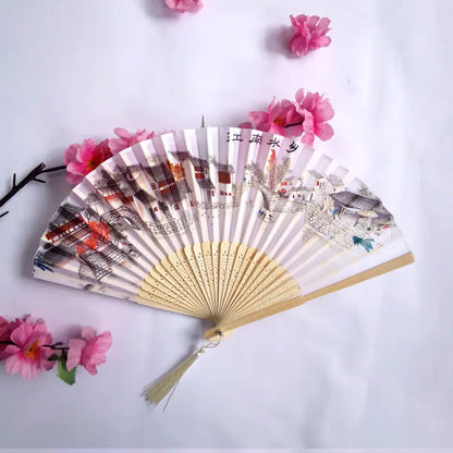 Traditional Chinese Women's Folding Bamboo Silk Fan