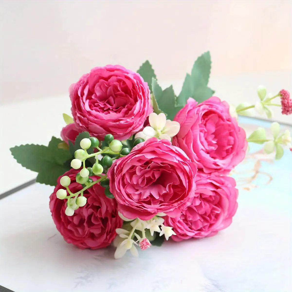 Artificial Peony and Rose Bouquet for Home Decor
