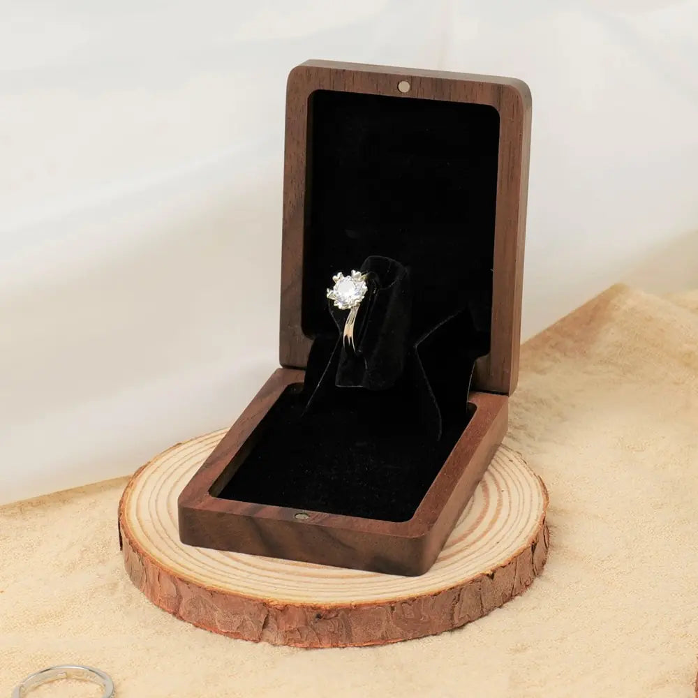 Rotating Display Ring Box in Black Walnut Wood