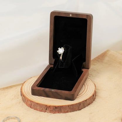 Rotating Display Ring Box in Black Walnut Wood