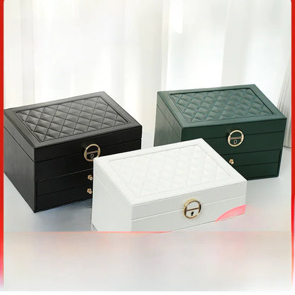 Luxury Jewelry Box with Multi-Function and Lock (3 Layers)