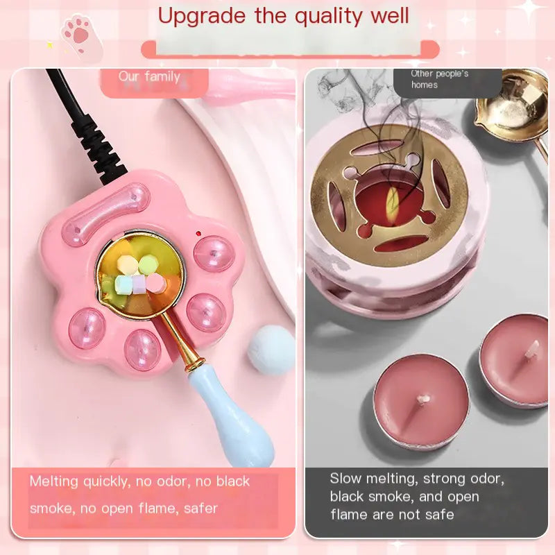 Vintage Wax Seal Kit with Cat Paw Melting Pot (Pink)
