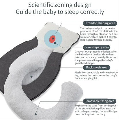 Newborn Anti-Roll Shaped Pillow for Head Correction