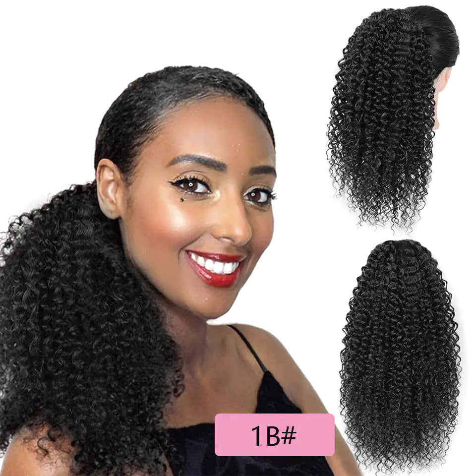 Puffy Drawstring Ponytail with Afro Curls