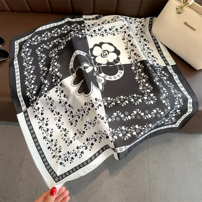 Luxury Floral Letter Scarf 70cm Silk for Professionals