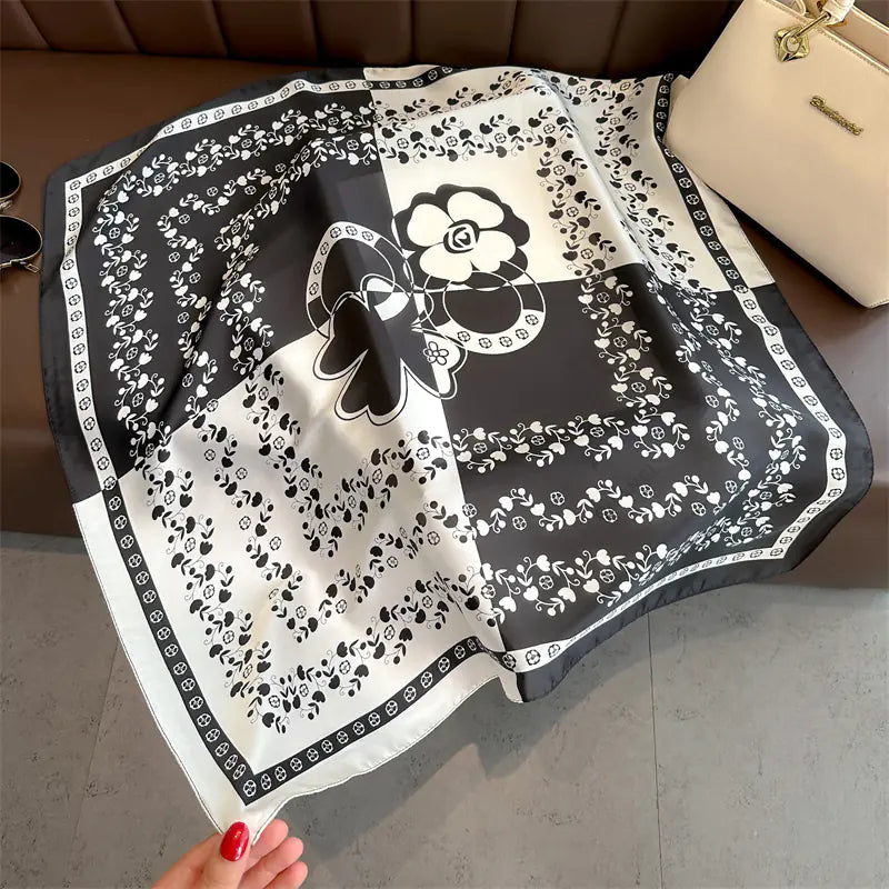 Luxury Floral Letter Scarf 70cm Silk for Professionals