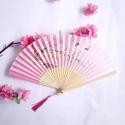 Traditional Chinese Women's Folding Bamboo Silk Fan