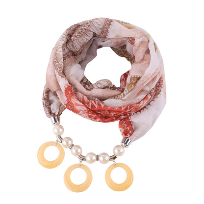 Resin Pendant Circle Necklace with Ethnic Style Cotton