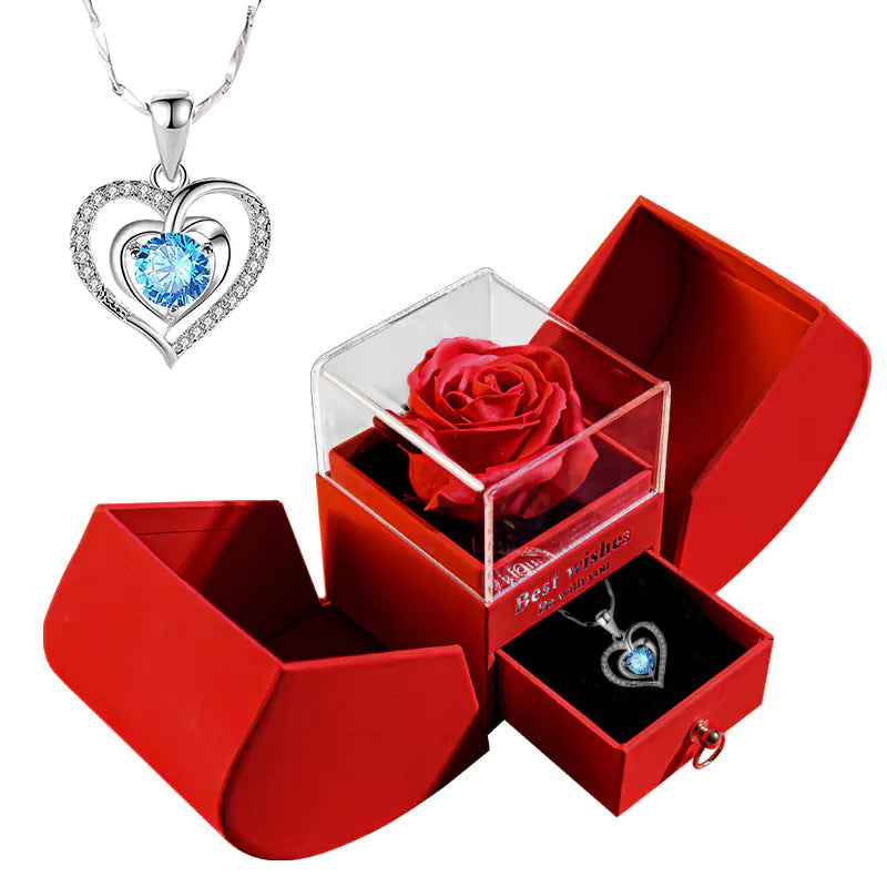 Amazon Preserved Flower Jewelry Box with Necklace