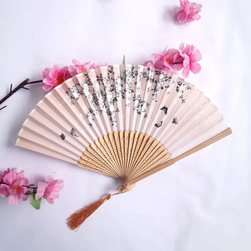 Traditional Chinese Women's Folding Bamboo Silk Fan