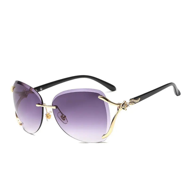 Stylish Frameless Sunglasses with Diamond Fox Head
