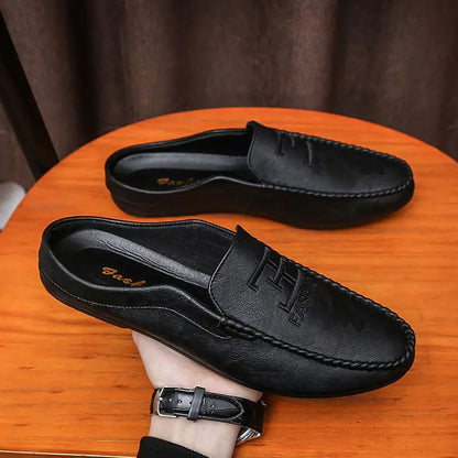 Men's Half-Wrapped Slip-On Closed Toe Leather Loafers
