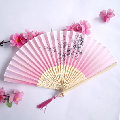 Traditional Chinese Women's Folding Bamboo Silk Fan