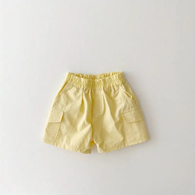 Boys Casual Plain Shorts with Pocket and Elastic Waist