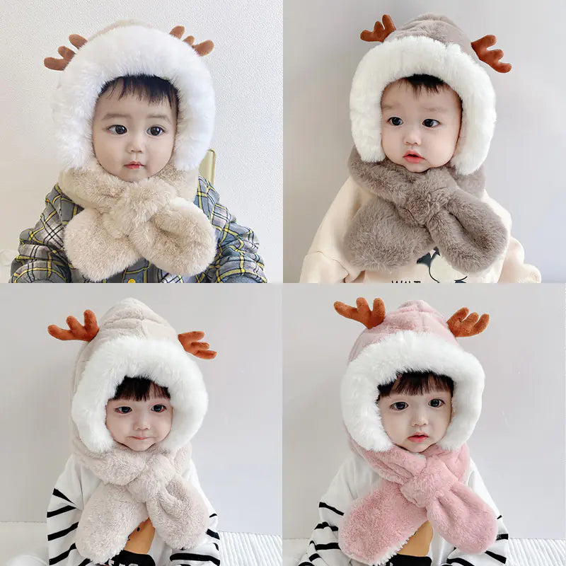 Soft Cartoon Winter Hat and Scarf Set for Kids