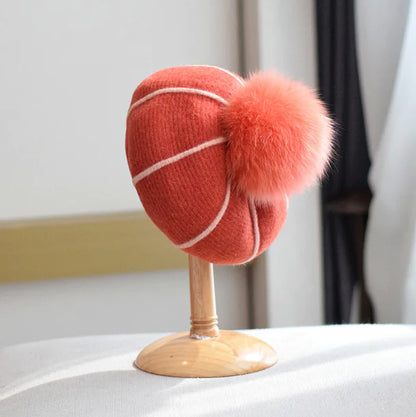Pumpkin Wool Beret for Women in Autumn and Winter
