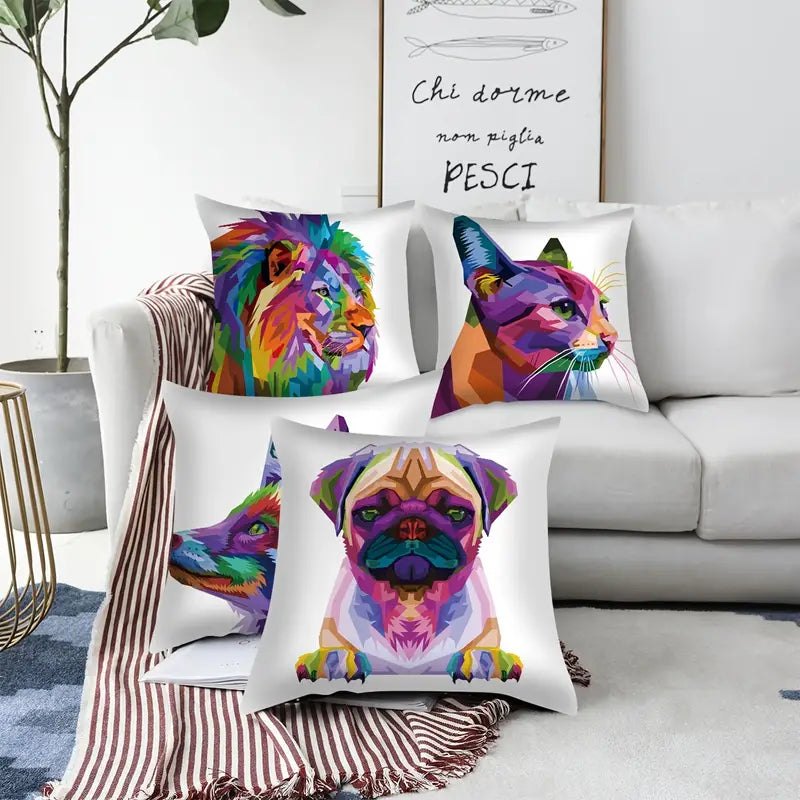 Colorful Animal Throw Pillowcase for Home Decoration 18x18in