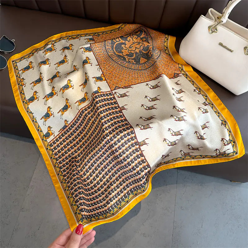 Luxury Floral Letter Scarf 70cm Silk for Professionals