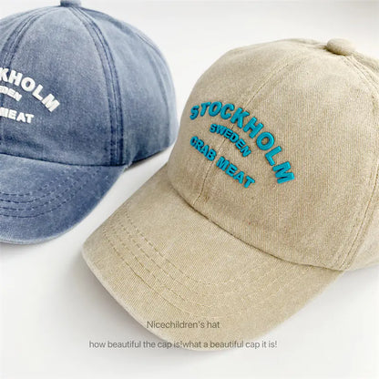 Retro Letter Baseball Caps for Kids - Spring/Summer