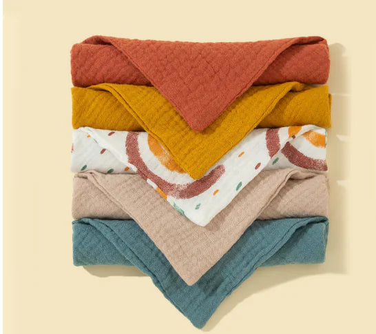 5-Pack Soft Cotton Triangle Baby Bibs with Snap Buttons