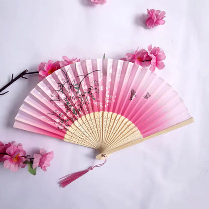 Traditional Chinese Women's Folding Bamboo Silk Fan